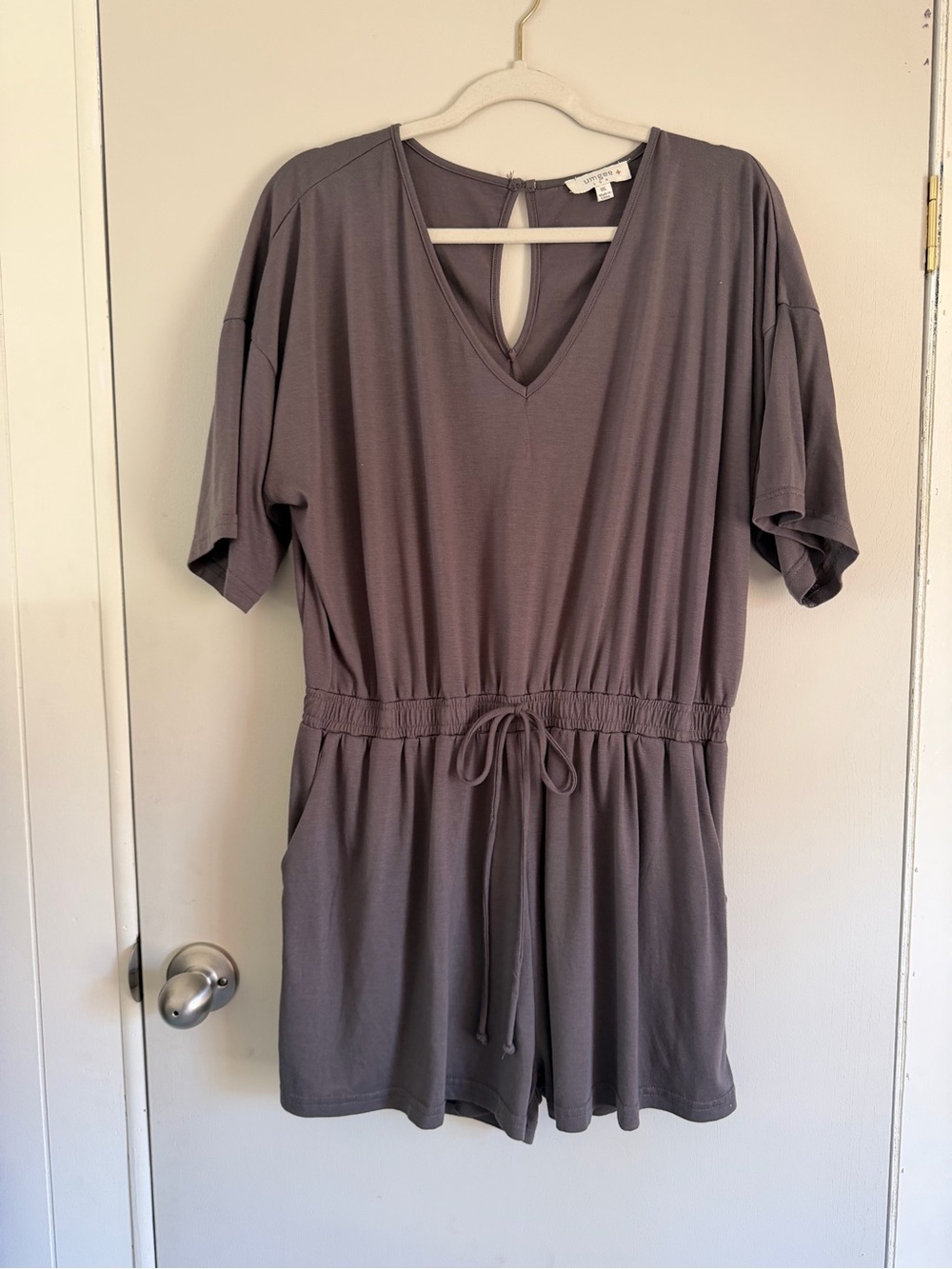 Umgee Grey Drawstring Waist Romper